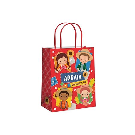 Sacola De Papel M 26x19,5x9,5cm - Festa Junina Quadrilha - 10 unidades - Cromus - Rizzo