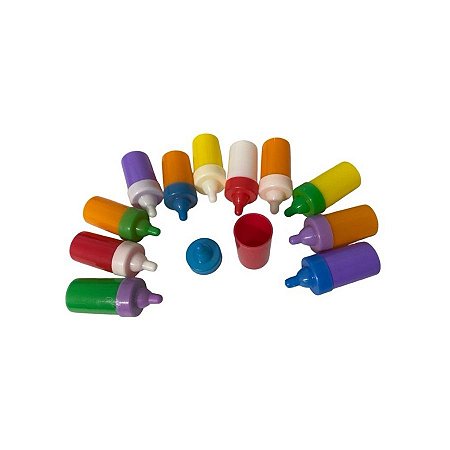 Mini Mamadeira De Brinquedo Colorida - 7,5cm - 12 unidades - Rizzo
