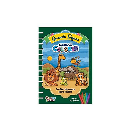 Revista Para Colorir com Giz De Cera - Safari - 8 Páginas - 1 unidade - Rizzo