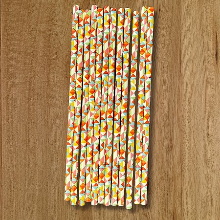 Canudo de Papel - Colorido - 12 unidades - Rizzo