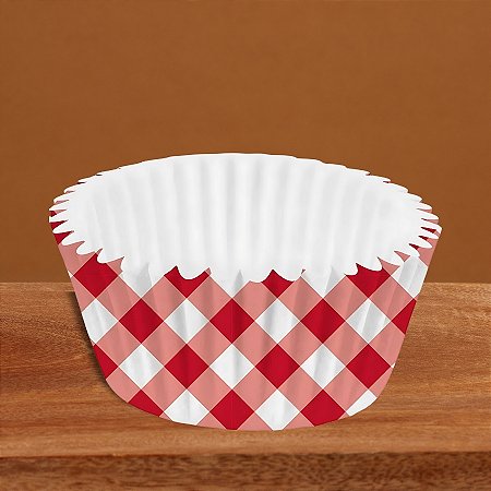 Forminha de Pape N°5 Para Docinhos Xadrez Vermelho - 100 unidades - Rizzo