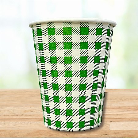Copo De Papel Xadrez Verde - 270ml - 10 unidades - Rizzo