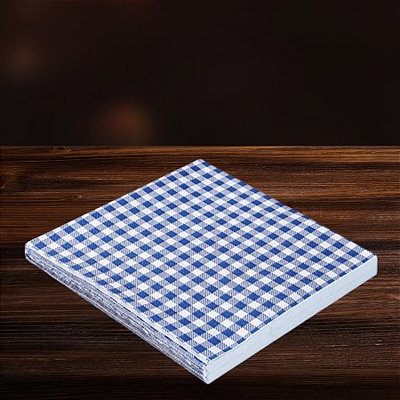 Guardanapo -  Xadrez Azul - 25x25cm - 20 unidades - Rizzo