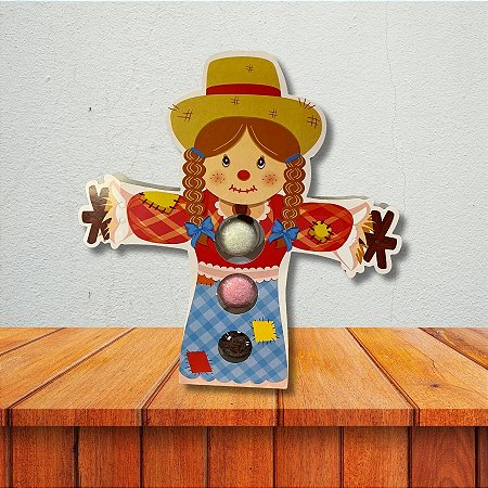 Porta Brigareiro 3 Cavidades Com Blister - Festa Junina Espantalha - 22,5x2,5x23,5cm - 1 unidade - Decora Doces - Rizzo
