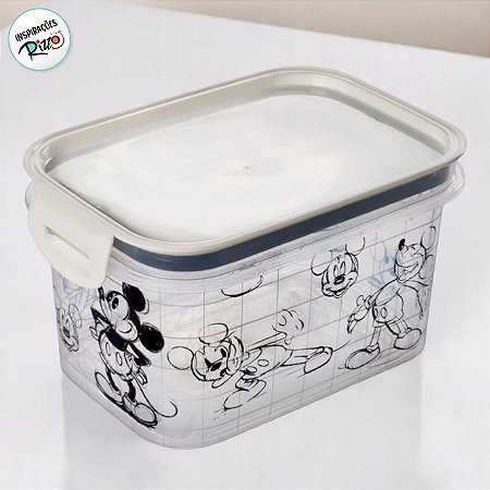 Pote de Plástico Hermético - Mickey Mouse - 1,2L - 17x12cm - 1 unidade - Disney Original - Rizzo