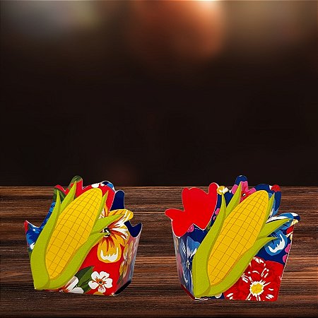 Forminha Cachepot - Milho Arraia Bao Demais - 4x4x4cm - 24 unidades - Cromus - Rizzo