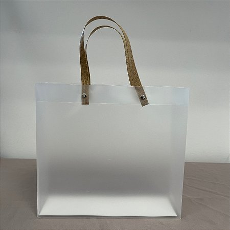 Sacola Transparente Fosca com Alça de Fibra - 26x8x24cm - 12 unidades - Rizzo - Rizzo