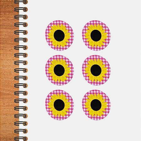 Adesivo Redondo Decorativo Girassol - 3x3cm - 30 unidades - Stickr - Rizzo