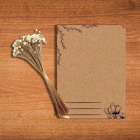 Cartão Buque Kraft - 8 Cartões + Ramo de Flores + 10 Adesivos - 7x10cm - 1 unidades - Stickr - Rizzo