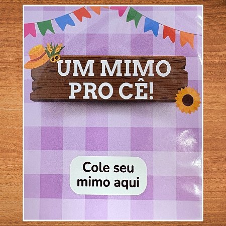 Cartão Lembrancinha Festa Junina "Um Mimo Pro Cê" - Xadrez Roxo - 10x8cm - 10 unidades - Stickr - Rizzo