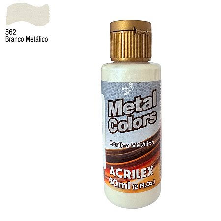 Tinta Acrílica Metal Colors 60ml - Branco Metálico - 1 unidade - Acrilex - Rizzo