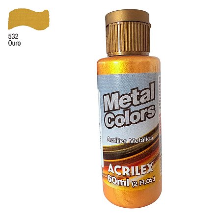 Tinta Acrílica Metal Colors 60ml - Ouro - 1 unidade - Acrilex - Rizzo