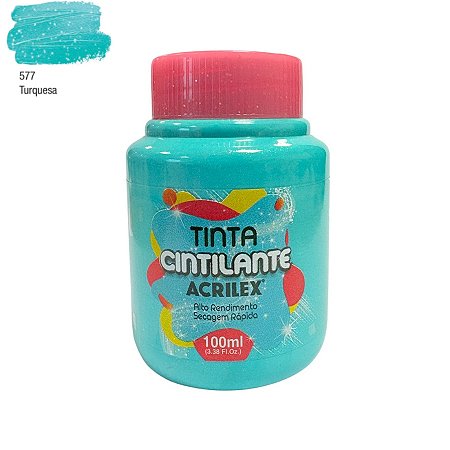 Tinta Cintilante Artesanato 100ml - Turquesa - 1 unidade - Acrilex - Rizzo