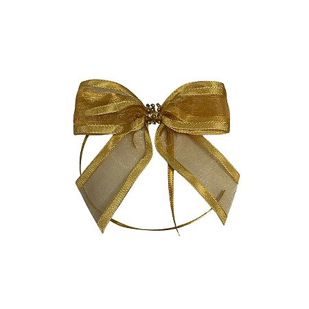 Laço Com Strass Dourado - Dourado - 8x8cm - 1 unidade - Rizzo