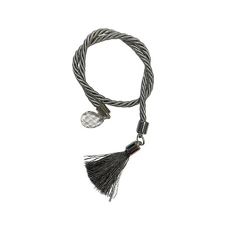 Cordão Decorativo Com Pompom E Pingente Gota - Prata Com Prata - 33,5cm - 1 unidade - Rizzo