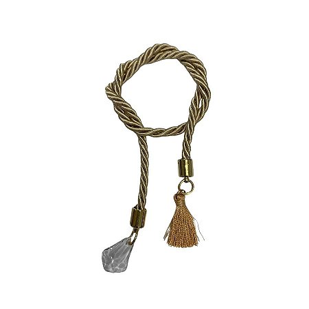 Cordão Decorativo Com Pompom E Pingente Pião - Caqui Com Ouro - 33,5cm - 1 unidade - Rizzo