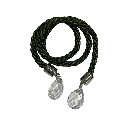 Cordão Decorativo Com Pingente Gota - Verde Militar Com Prata - 33,5cm - 1 unidade - Rizzo