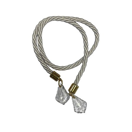 Cordão Decorativo Com Pingente Pião - Branco Com Ouro - 33,5cm - 1 unidade - Rizzo