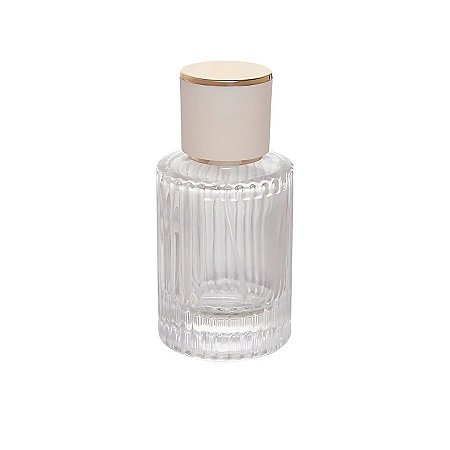 Frasco para Perfumaria de Vidro com Válvula Spray Dourada Tampa Luxo Off White  - 30ml - 1 unidade - Rizzo