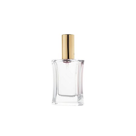 Frasco para Perfumaria de Vidro Retangular para Perfume - Spray e Tampa Dourado - 20ml - 1 unidade - Rizzo