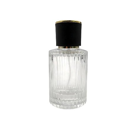 Frasco para Perfumaria de Vidro com Válvula Spray Dourada Tampa Luxo Preta  - 50ml - 1 unidade - Rizzo