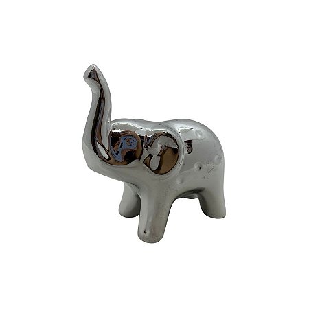 Elefante Decorativo de Cerâmica - Prata - 7x7cm - 1 unidade - Rizzo