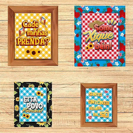 Quadro Decorativo Com Moldura - Festa Junina - 21x26x2cm - 4 unidades - Regina - Rizzo