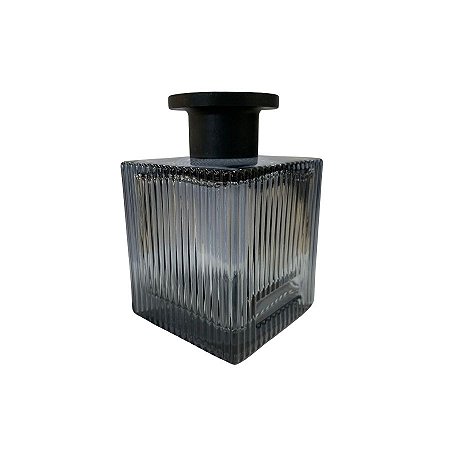 Frasco Difusor De Vidro Azul Com Tampa Preta - Rosca 28 - 200ml - 6,5x10cm - 1 unidade - Rizzo