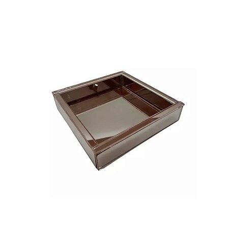 Bandeja Caixa Quadrada - Rose Espelhada - 10x10cm - 1 unidade - Rizzo