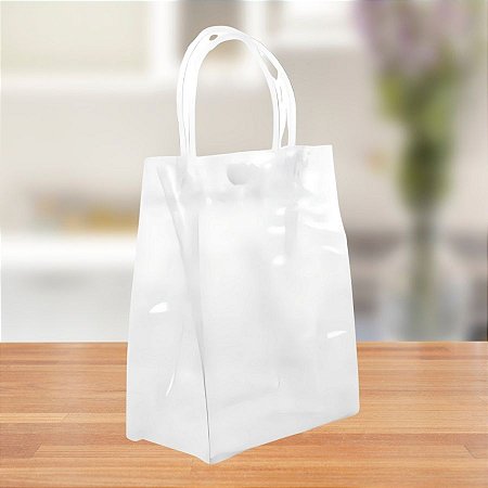 Sacola Transparente Botão Branco - 20x19x8cm - 1 unidades - Rizzo