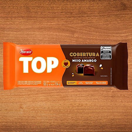 Cobertura em Barra Fracionada Chocolate Meio Amargo - Top - 500g - 1 unidades - Harald - Rizzo
