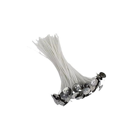 Pavio De Algodão Parafinado Com Ilhós Metálicos Para Vela - Modelo A2040 - 18cm - 2mm - 10 unidades - Rizzo