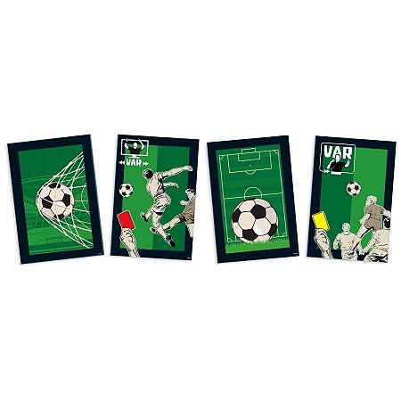 Quadros Decorativos - Futebol - 21x31cm - 4 unidades - Rizzo