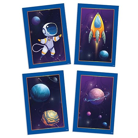 Quadros Decorativos - Espaço - 21x31cm - 4 unidades - Rizzo