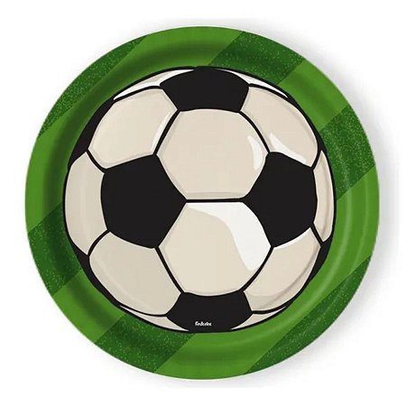 Prato de Papel Redondo - Futebol - 18,5x18,5cm - 8 unidades - Rizzo