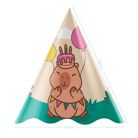 Chapéu de Aniversário - Capivara - 16x13,2cm - 8 unidades - Rizzo