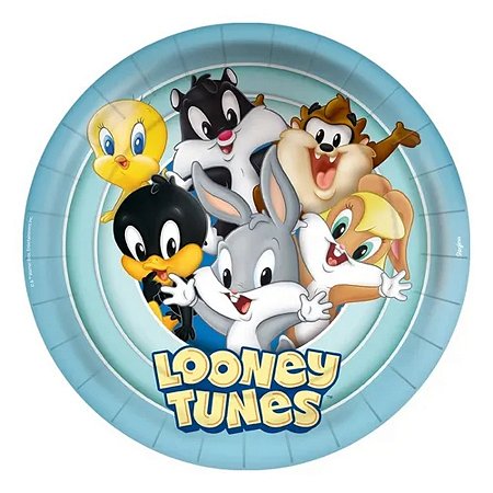 Prato de Papel - Looney Tunes Baby 17,5x17,5cm - 8 unidades - Rizzo