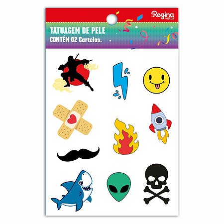 Tatuagem Temporária para Pele - Infantil Diversos - 20 Tatuagens - Regina - Rizzo