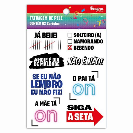 Tatuagem Temporária para Pele de Carnaval 2 - 16 Tatuagens - Regina - Rizzo
