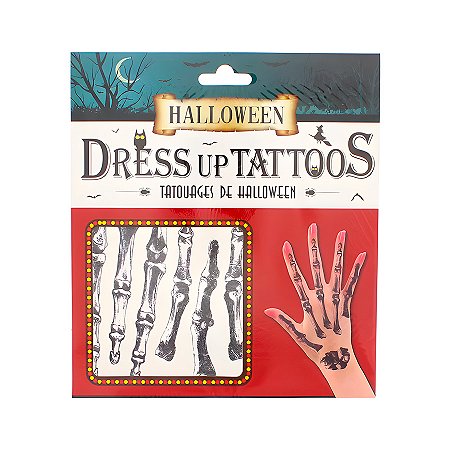 Tatuagem Temporária para Pele de Halloween - Esqueleto - 1 unidade - Rizzo