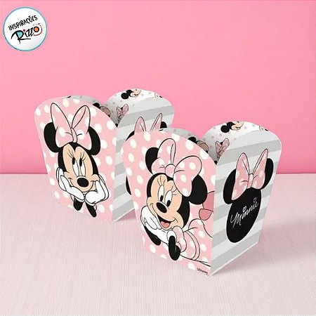Cachepot - Minnie Mouse Rosa - 9x7cm - 4 unidades - Disney Original - Rizzo
