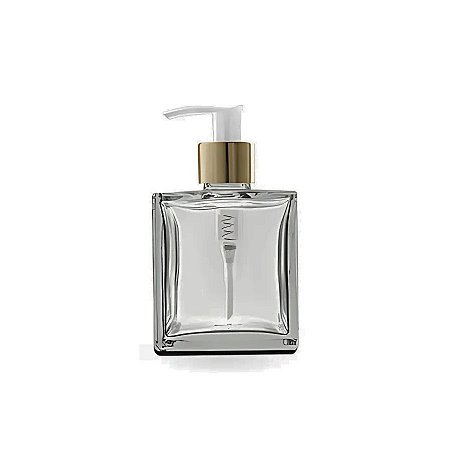 Frasco De Vidro Cubo Saboneteira Com Válvula Bico De Pato - Dourada - 5,5x8cm - 100ml - 1 unidade - Rizzo