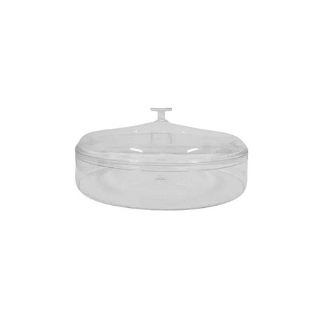 Caixa Acrílica para Cake Box Redonda De Acrílico - Transparente - 19,5x5,5cm - 1100ml - 1 unidade - Rizzo