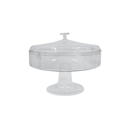 Taça De Acrílico Redonda Com Tampa Para Sobremesa - Transparente - 20x16,5cm - 2200ml - 1 unidade - Rizzo