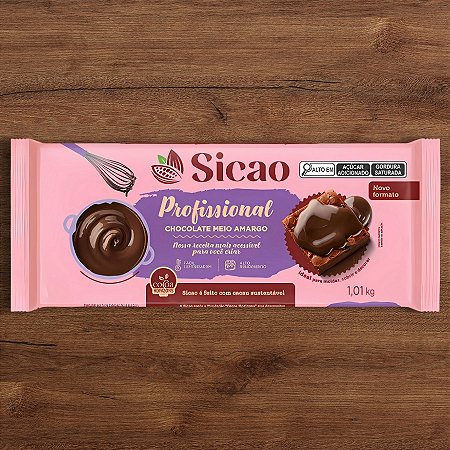 Chocolate Meio Amargo Profissional - Barra - 1,01kg - 1 unidade - Sicao - Rizzo