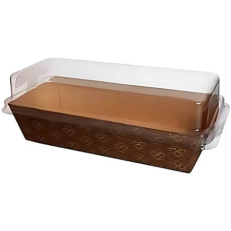 Forma Bolo Inglês Abas com Tampa 250g – Decorado Flor Dourada - 16x6x4,5cm - 5 unidades - Ecopack - Rizzo