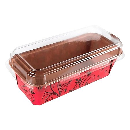 Forma Plumpy Borda Enrolada com Tampa 250g - Vermelha - 16x6,5x4,5cm - 5 unidades - Ecopack - Rizzo