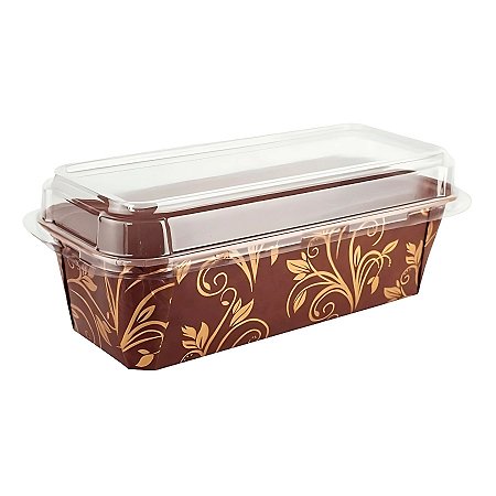 Forma Plumpy Borda Enrolada com Tampa 250g - Marrom - 16x6,5x4,5cm - 5 unidades - Ecopack - Rizzo
