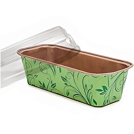 Forma Plumpy Borda Enrolada com Tampa 250g - Verde - 16x6,5x4,5cm - 5 unidades - Ecopack - Rizzo