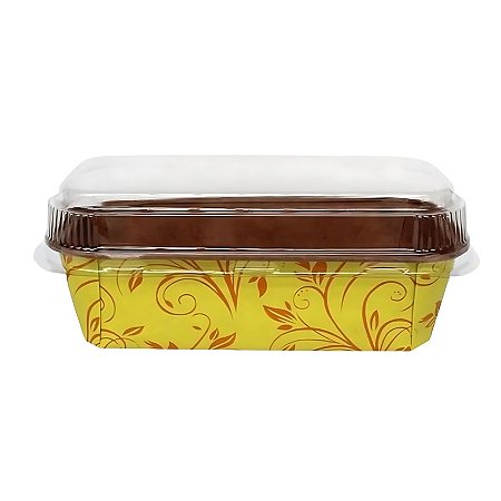Forma Plumpy Borda Enrolada com Tampa 600g - Amarela - 19,5x7x6cm - 5 unidades - Ecopack - Rizzo